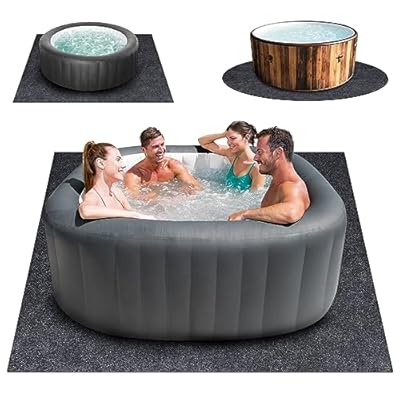80 * 80 Inch Hot Tub Mat, Extra Large Inflatable Hot Tub Pad Outdoor Indoor, Waterproof Slip-Proof Backing, Absorbent Spa Pool Ground Base Flooring Protector Mat (80 * 80 Mat-Square)