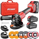 AOBEN Cordless Angle Grinder 4-1/2 inch, 21V Battery Grinder Tool, Power Electric Grinders, Brushless Motor, 2x4.0Ah Battery & Charger, for Cutting, Grinding, Polishing