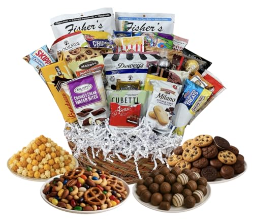 Handcrafted Gift Basket with Chocolates, Cookies, Snacks & Candy. Perfect for Birthdays, Sympathy, Holidays, Clients & Thank You Gifts (Upgrade: $84.99, Birthday)