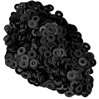 M2 Carbon Steel Flat Washer, Black Oxidized Alloy Steel, 4.8 Grade Metal Flat Washer, 2mm ID, 5mm OD, 0.5mm Thickness, 1000Pcs