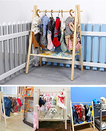Morimoe Garment Rack For Pets/Dolls/Baby, Hanger Rack, Dress Up Storage, Clothes Organizer, Wooden (Beige, Large) #TOP3