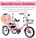 JYDQMOLS Double Twins Three Wheel Cruiser Bike to Carry Kid, 14in 16in 18in 20in Foldable 3 Wheel Bicycle with Child Seat, Adjustable Height Two Seater Tricycle Carbon Steel(Pink,20
