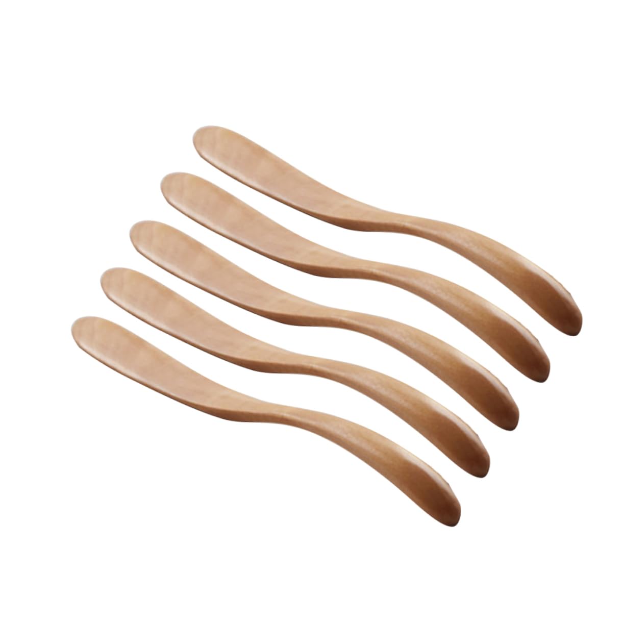 KICHOUSE Wooden Butter Knife Set 5pcs Natural Wood Cheese Spreader Smooth Grip for Slicing Spreading