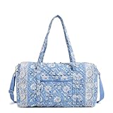 Cotton Large Travel Duffel Bag, Sweet Garden Blue, One Size