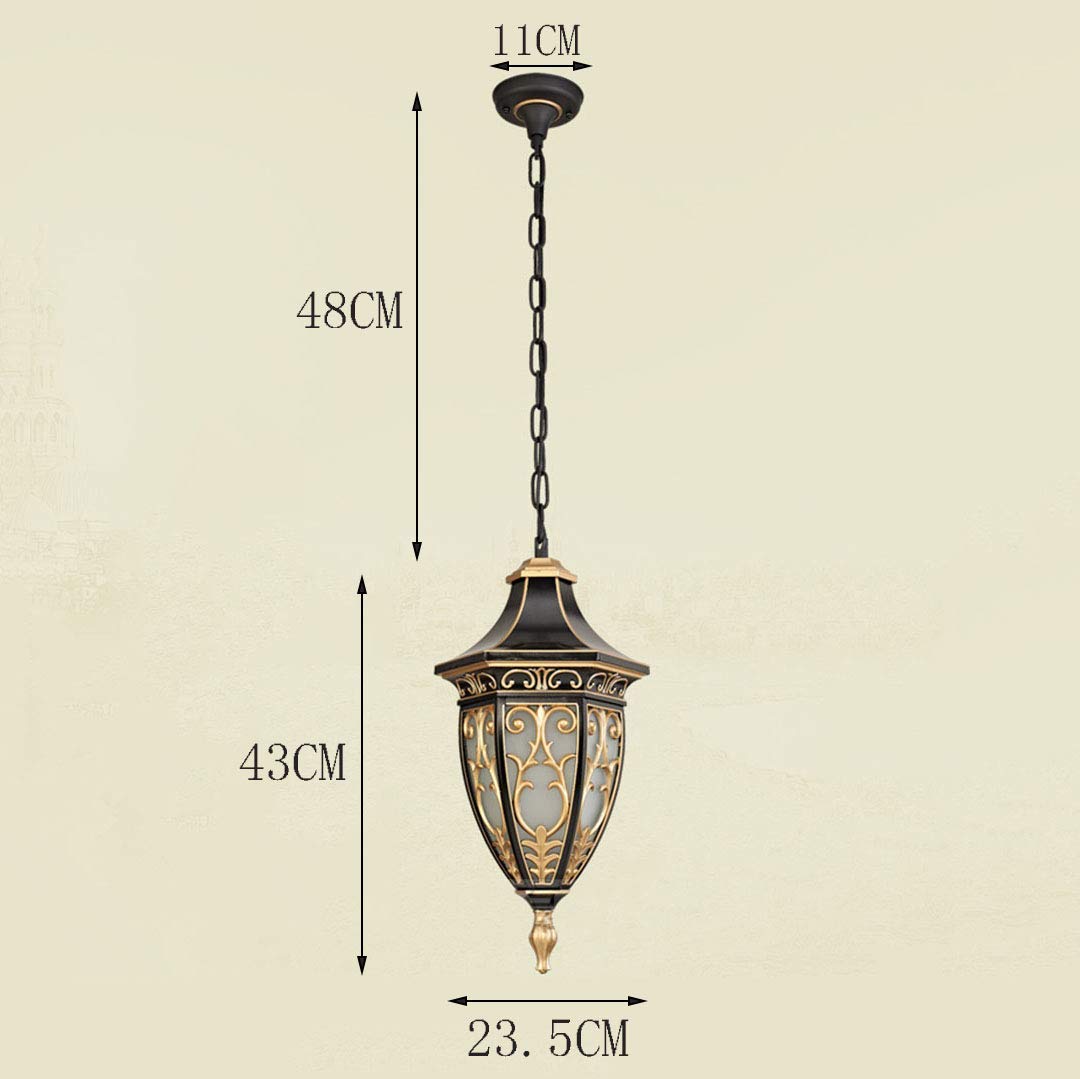 Lampa wisząca Czarne złoto Aluminium Szkło Zawieszenie Światło Wodoodporne lampy szopowe Vintage E27 Patio Lampy wiszące Rama winogronowa Altana Willa Namiot ogrodowy Jadalnia Lampy sufitowe Lampa