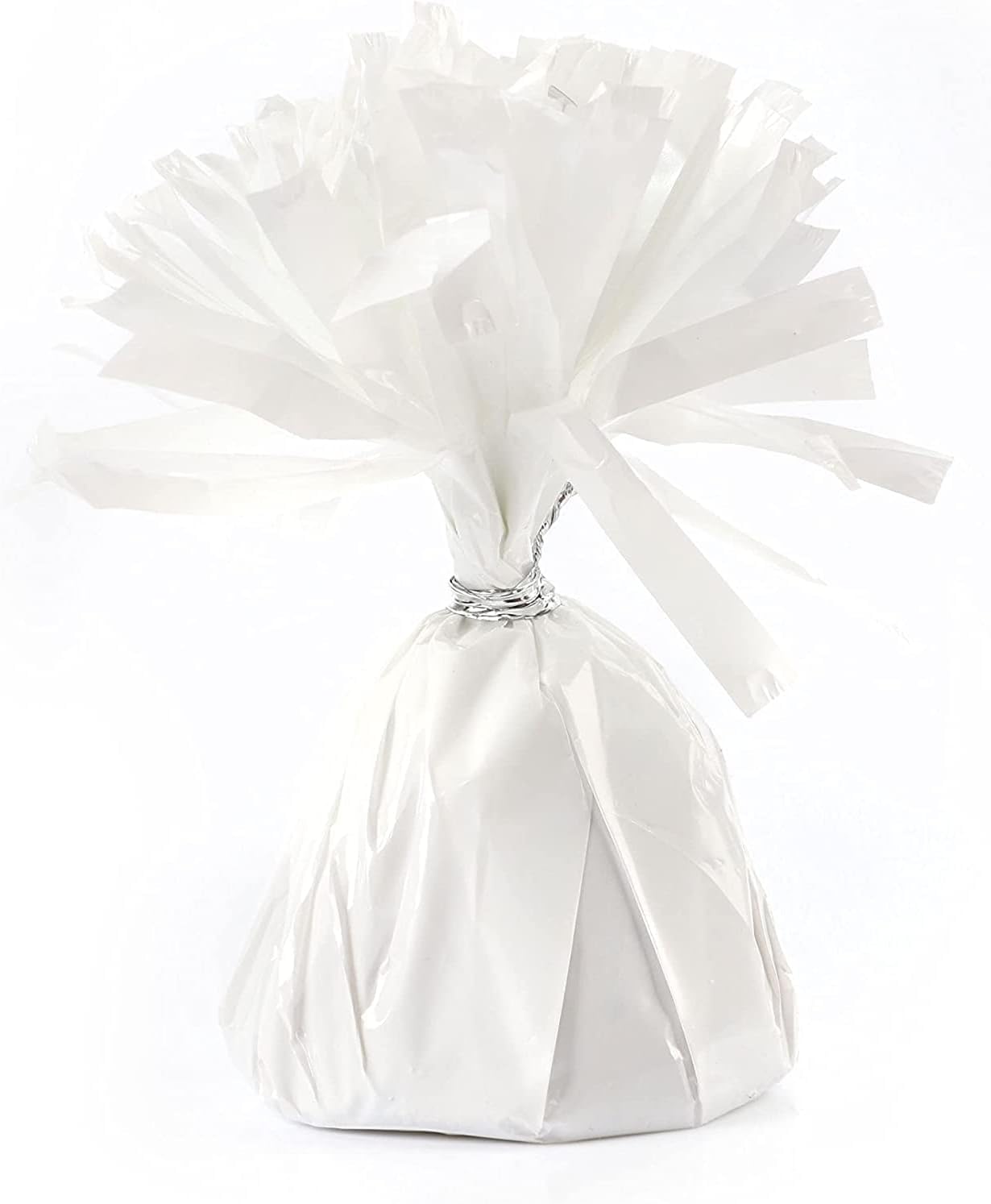 Foil Balloon Weight for Helium Balloons in White Foil - 1x 160g Heavy Balloon Weight Birthday Party Wedding Celebration Décor with Tassles
