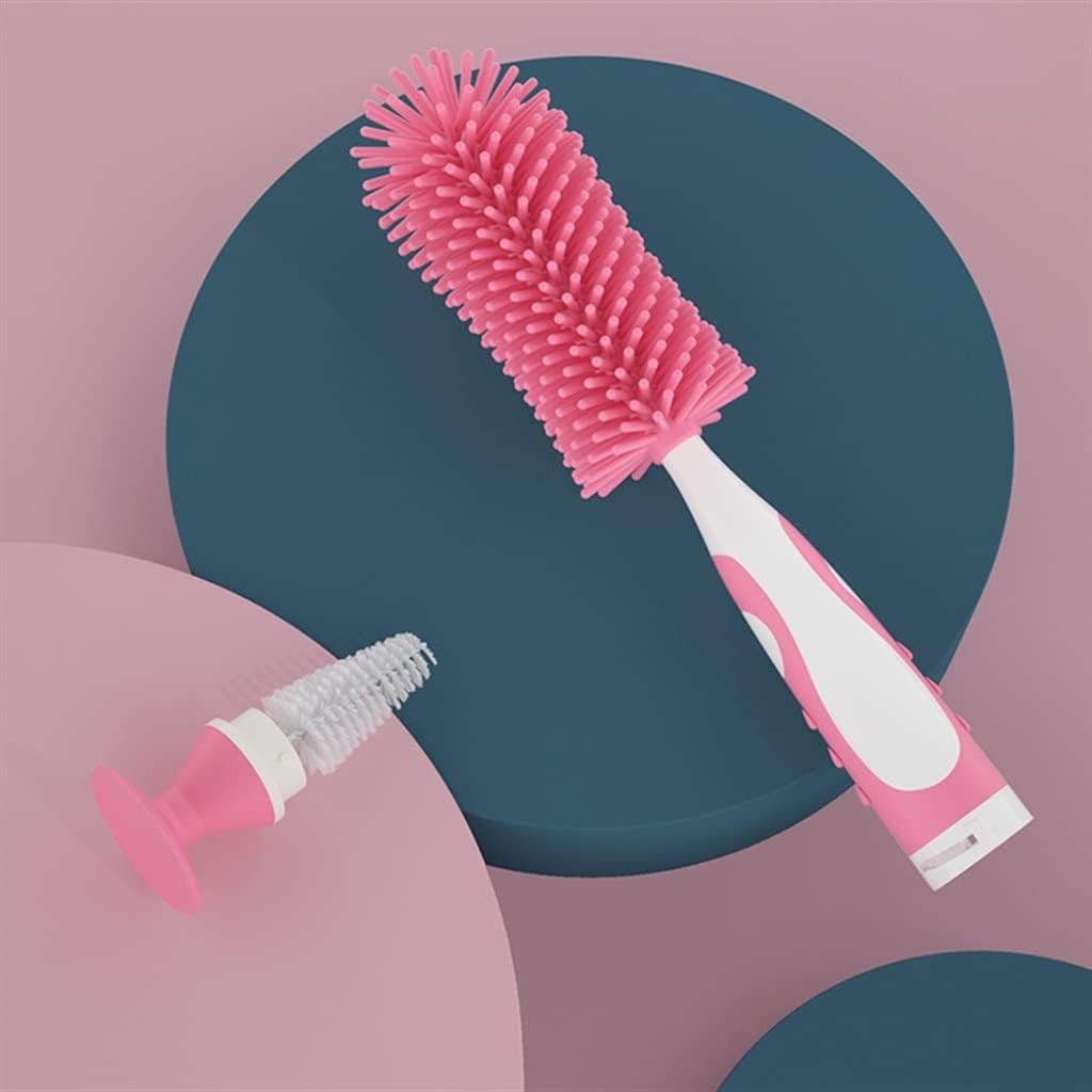 2 in 1 Bottle Brush Food Grade Silicone Pacifier Cup Nipple Teat Cleaning Brushes Suction Handle Design