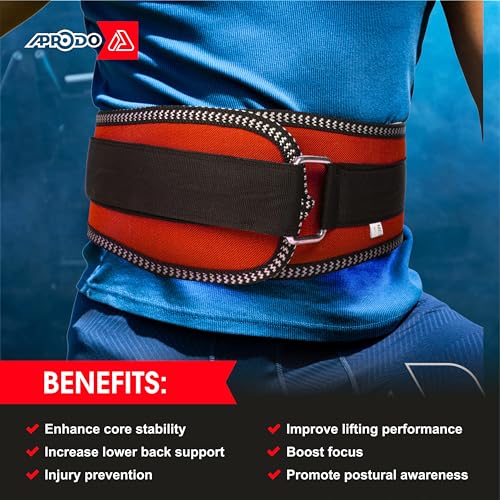 Image of APRODO Unisex 5'' inch Wide Nylon Eva Waist Support Belt Sport Pressurized Weightlifting Bodybuilding Fitness Squatting Training Lumbar Back Supporting Safety Belt