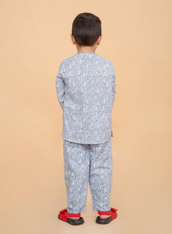 Image of Boys Cotton Night Suit | Jaipur Handblock Print Pajama Set for Kids | Boys Sleepwear | Kids Pajama Set | Baby & Toddler Sleep Suit | Combo Pack of 2