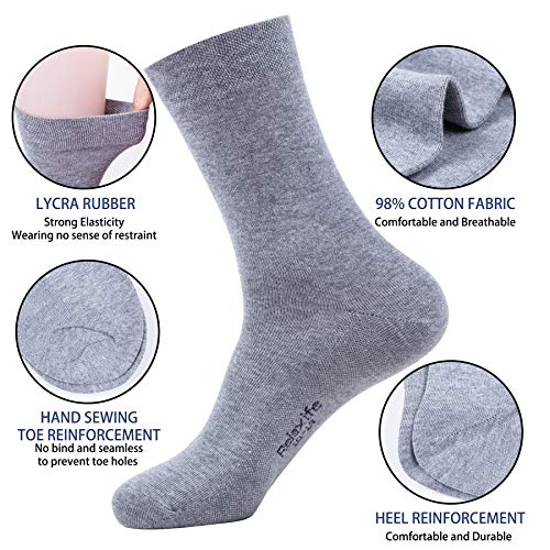 Image of Mens Classic Cotton Dress Socks Thin Lightweight for Office Business Non-binding Comfortable Casual Crew Socks Black 6 Pack