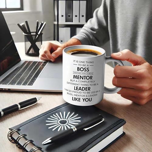 Image of Boss Mentor Leader Ceramic Coffee Mug 325ml - Gift for Bosses, Managers, Retirement, Promotion - The Office Farewell Present for Men Women