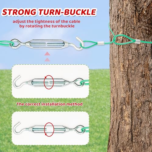 100FT Dog Tie Out Cable, Heavy Duty Chew Proof Long Dog Lead Leash with 10FT & 15FT Trolley Leash - Outdoor Runner Cable for Yard, Camping Outside - Fits Small, Medium & Large Dogs - Image 6