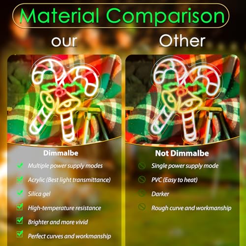 Image of KHK Christmas Stick Neon Signs for Wall Decor Xmas LED Christmas Hat LED Sign, USB Powered Dimmable Switch for Indoor Party Kids Bedroom Wedding Bar Pub Club Birthday Party Gift(15 * 13in)