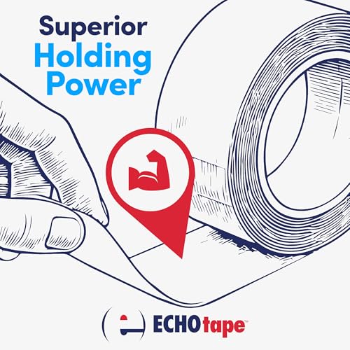 Image of ECHOtape DC-M194A | Double-Sided Polyester Tape | Clear Thin Tape | All Weather /Cold Weather Insulation Mounting Tape | Superior Holding Power | 1.89 in x 60 yd (Case of 24)