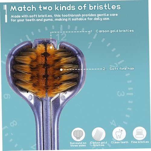 ELAYARD 4 weiche Zahnbürste drei tragbar Reinigung Reisezahnbürsten Zahnbürstenköpfe einseitig Form Handzahnbürste Erwachsene Zahnbürste manuelle Zahnbürsten Carbon-Gold-Bürstendraht – Bild 4
