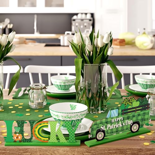 Décoration de table en bois premium pour la Saint-Patrick avec motifs trèfles de qualité - 7