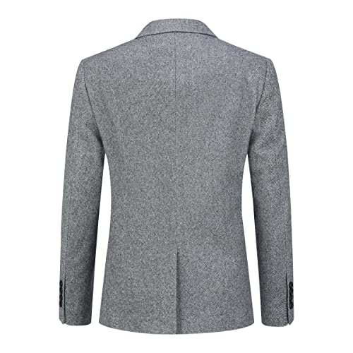 Allthemen Men's Blazer Regular Fit 2 Buttons Suit Jacket Casual Sports Coats for Business Wedding Grey XXL