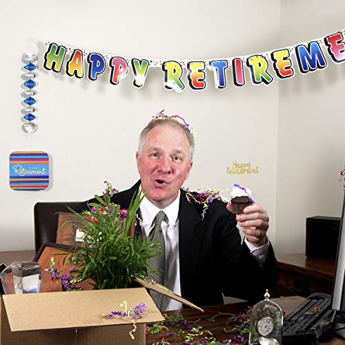 Donoter 36 Pcs Gold Glitter Happy Retirement Cupcake Toppers Retirement Party Cake Decorations #TOP3