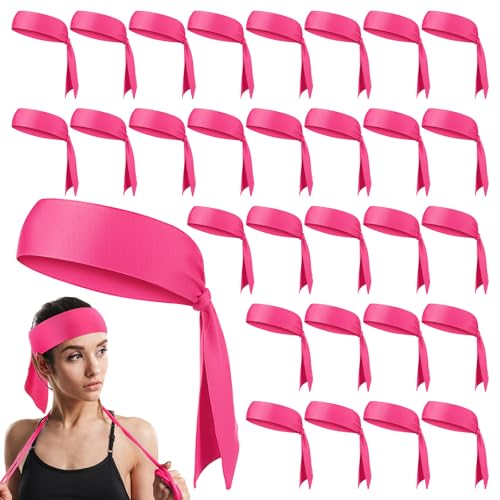 Image of Hiboom 30 Pack Tie Headband Bulk Sports Tennis Head Tie Ninja Karate Tie Back Athletic Sweatbands Adjustable Hair Bands for Women Men Basketball, Football, Soccer, Running, Yoga Workout