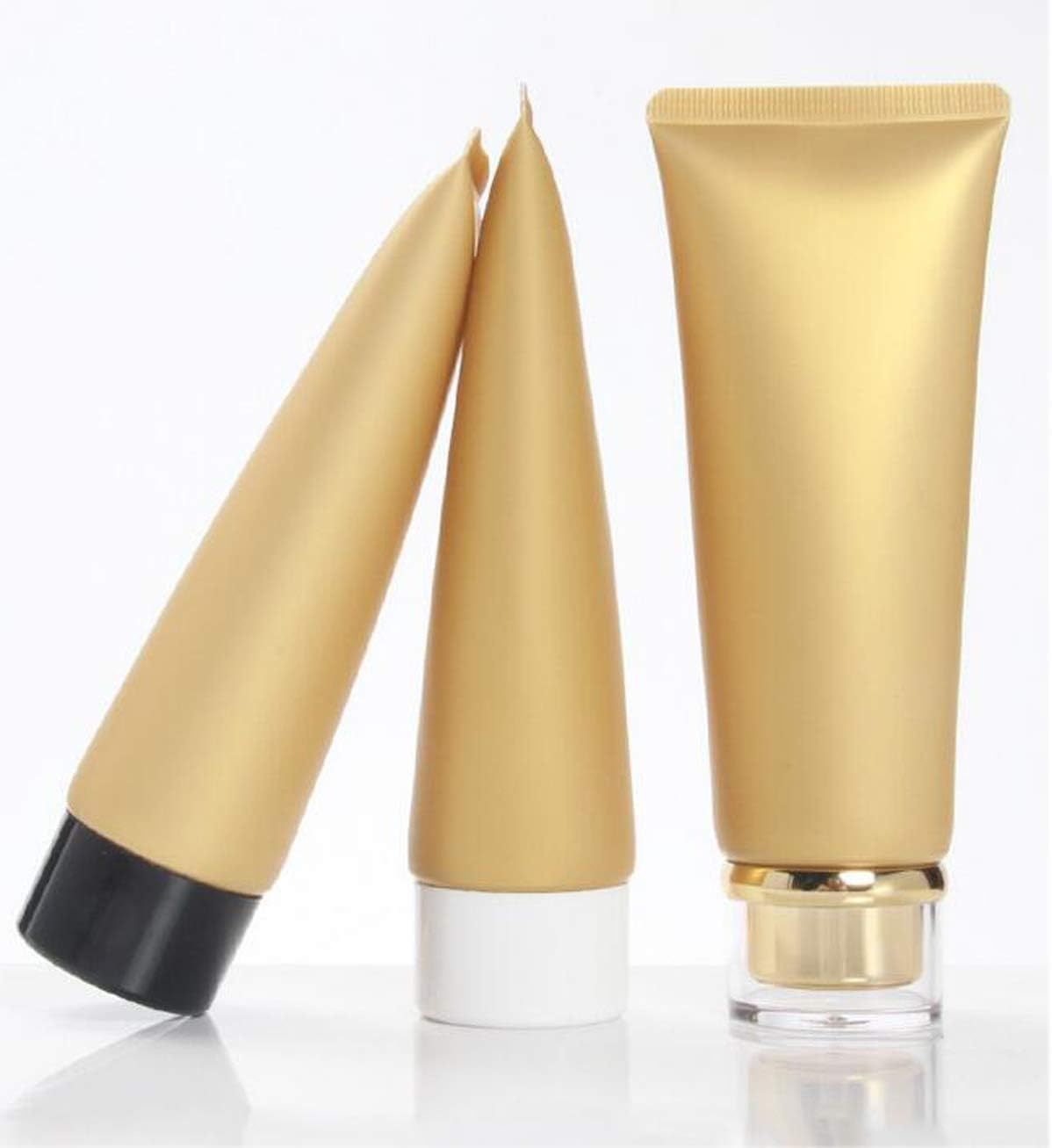 Snadulor 20 Pcs 100ml/3.4oz Empty Plastic Squeeze Bottles Refillable Travel Cosmetic Sample Packing Containers Tubes for Facial Cleaner Shampoo Conditioner Shower Gel Lotion,Gold