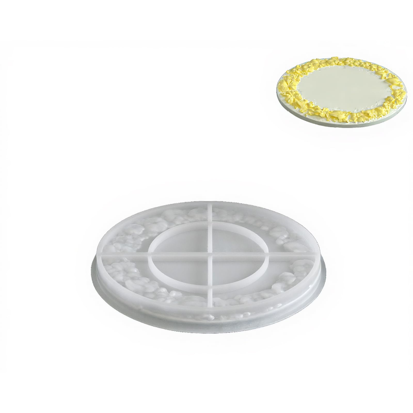 Round Embossed Serving Flexible Food Safe Materials Easy Cleaning for Craft Accessories Storage Round Embossed Lace Tray