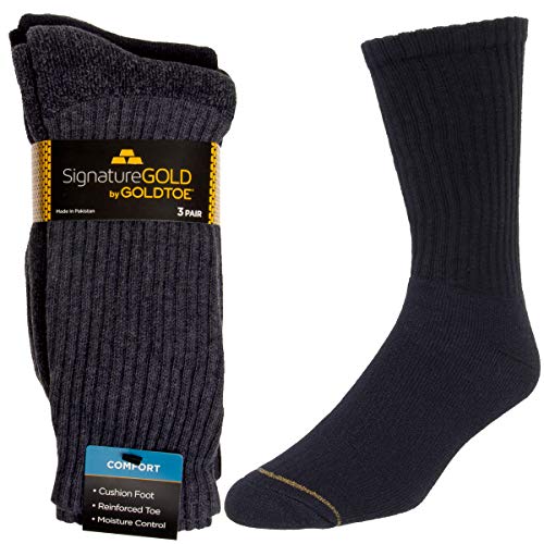 Gold Toe Mens Socks (3 Pairs) Cotton Socks, Moisture Wicking Socks, Mens Dress Crew Socks Fit Over The Calf
