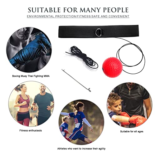 Verbesserter Box-Reflex-Ball, verstellbares Stirnband, Reaktionsball, Bungee-Cord Verwendet für Boxtraining Mixed Martial Arts Fitness Reaktionsfähigkeitstraining mit einem Ersatzseileinfädler