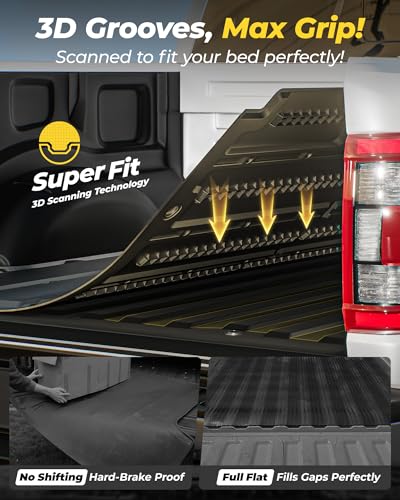 Image of 3W Truck Bed Mat for Dodge Ram 1500 /1500 RHO 2019-2026 & Ram 1500 Classic 2019-2024 Short Bed (5.7 FT / 67.4inches) All Weather Protection TPE Heavy Duty Cargo Bed Liner (Not for Rambox)