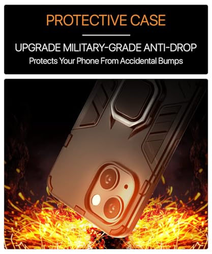 Image of WOW IMAGINE Shock Proof Back Case Mobile Cover for Apple iPhone 15 | Back Cover Case (Tough Armor | Hybrid PC + TPU | Ring Holder & in-Built Kickstand | Black)