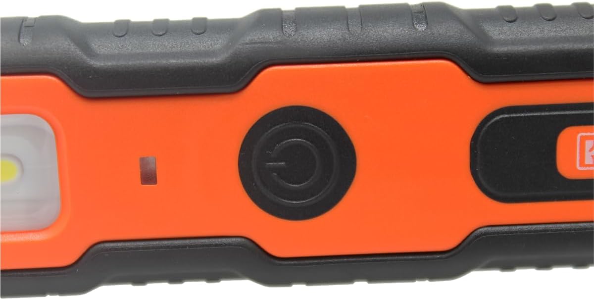 K Tool International XD5040 Magnetic LED Work Light with Swivel Base for Garages, Repair Shops, and DIY, Rechargeable Battery, 1/2" Ultra Thin Body, 3.7V, (3) Light Modes, 200-400 Lumens, Orange/Black