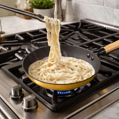 Image of CUMIN CO. LITE Cast Iron Fry Pan | 26 cm, 2L | Induction Base Cookware | 5 Years Warranty | Non Toxic Non Stick Pan for Omelette | Chemical Free Coating | No Seasoning Needed | Mustard
