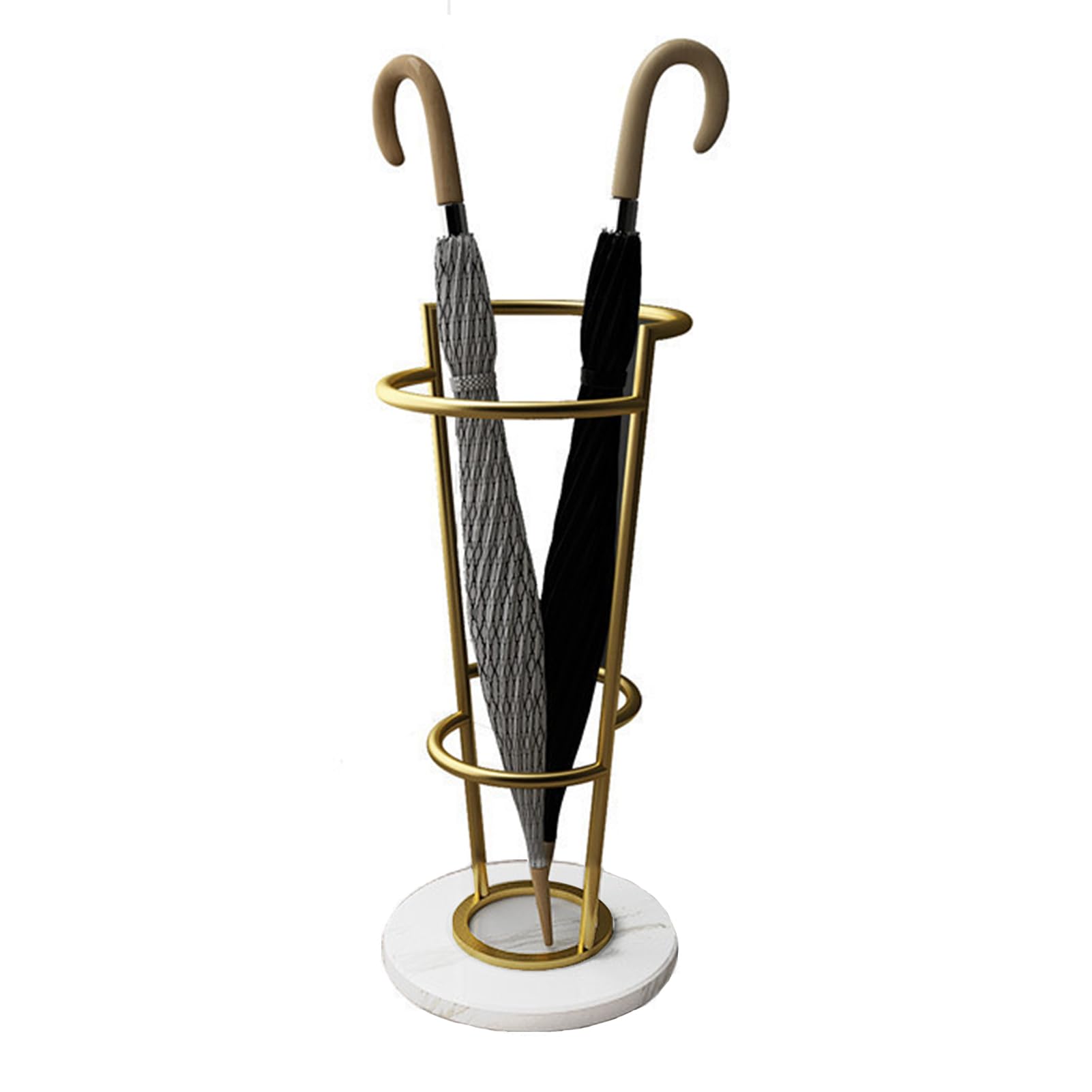 Metal Umbrella Holder Stand with Marble Base for Entryway Free Standing Rack for Umbrellas and Walking Sticks Gold and White Color Option