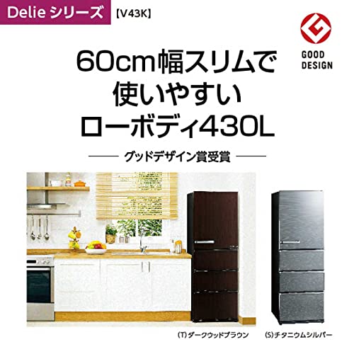 Amazon | AQUA 4ドア冷蔵庫(430L・右開き) チタニウムシルバー AQR 