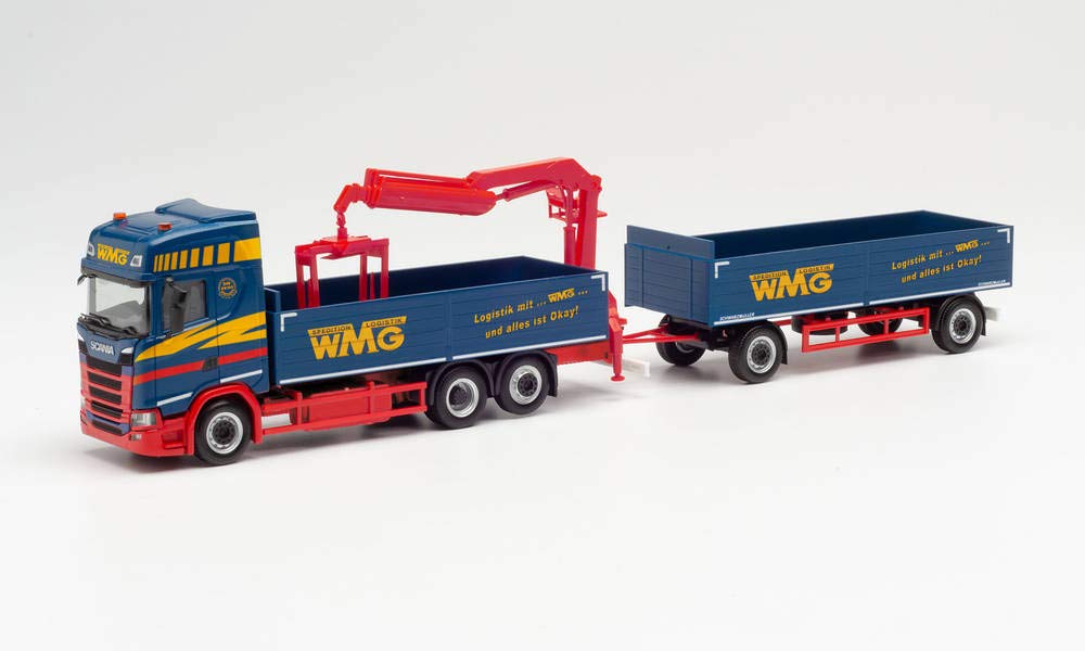 Camion SCANIA Avec Remorque Surbaissée HERPA 1/87 - Modèle SPIESS 5 Essieux - Neuf
