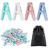 Rovedcity Plastic Clothes Pins Laundry Clips,56Pcs Colorful Clothespins,2 inch Small Clothes Pin with Clothespin Bag,Clothespins for Hanging Clothes,4 Colors Cloths Pins Drying Line Pegs for Kitchen