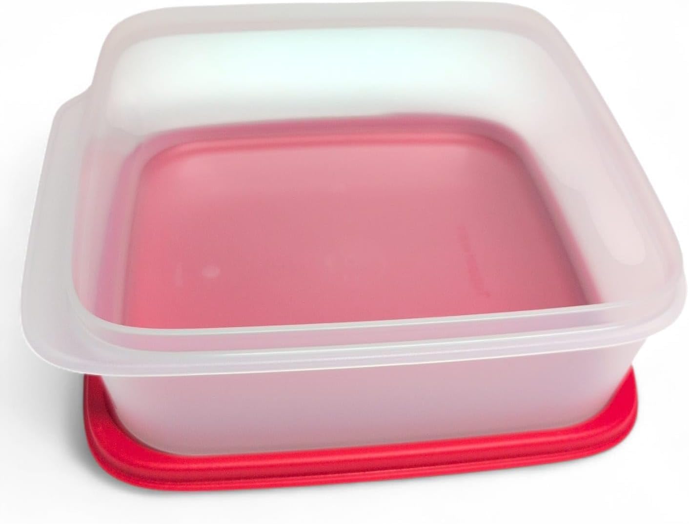 Tupperware Eidgenosse XL Eidgenossen Quadratisch Kompaktbehälter Vorrat Modular Kühlschrank System Eidgenosse 1,2 Liter transparent rot luftdicht 