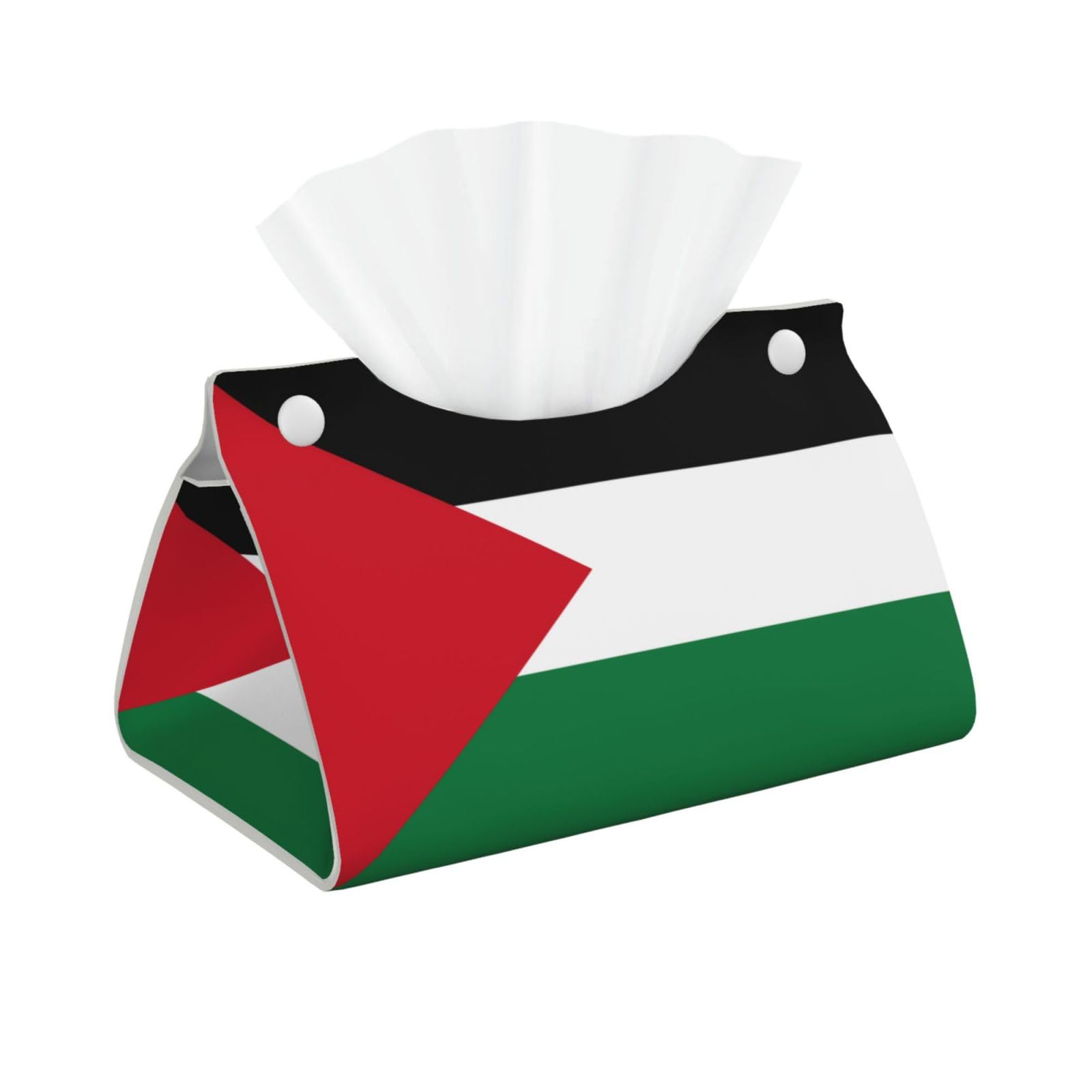 Flag of the State of Palestine Rectangular Leather Tissue Box Cover, Folding Facial Tissue Holder Dispenser for Car