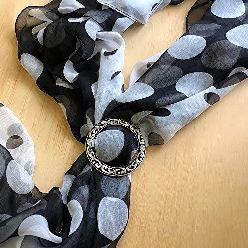 PammyJ Silvertone Filigree with Rhinestone Scarf Ring Scarf Buckle2