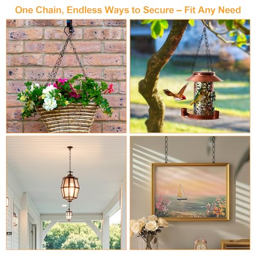 Image of 6 Feet Industrial Black Light Fixture Chain, 72 Inches Long, Metal Chain for Hanging Plants with Detachable Link, Decorative Black Chain for Hanging Chandelier, Lamp, Baskets, Bird Feeders