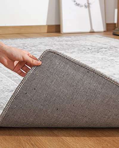 Traditional-Area-Rug-Carpet-8' X 10'，Distressed Oriental Rug-Vintage Paisley Floral Area Rugs-Machine Washable Rugs For Living Room Bedroom Dorm Dining Playroom, Grey #TOP2