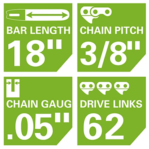 Greenworks 45,7 cm Kettensägenstange und Kette Combo 2904102 – Ansicht 2