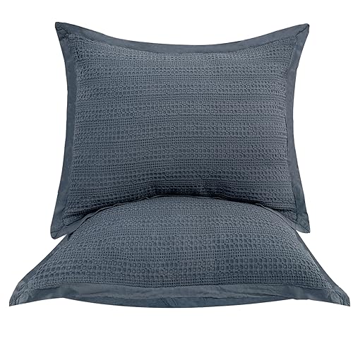 Image of Standard Pillowcase Set of 2 20X26 Pillow Covers Cotton Bed Pillow Shams Soft Decorative Pillow Cases with Envelope Closure, Blue Grey