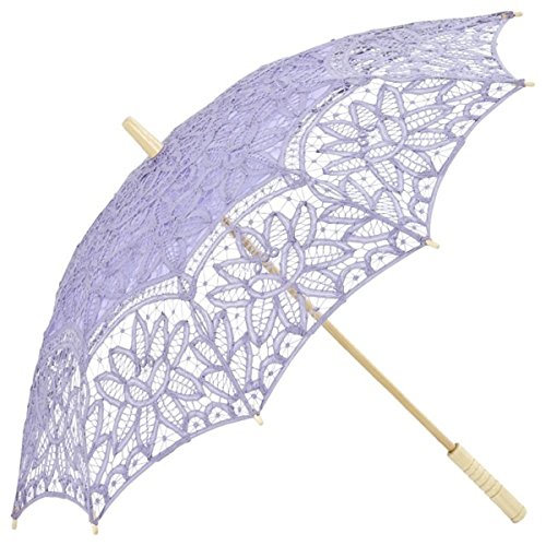 Preisvergleich Produktbild MySchirm Designer Dekoschirm Hochzeitsschirm mit Baumwollspitze in flieder - romantischer Dekoschirm