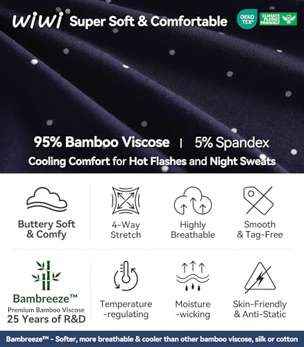 Image of WiWi Viscose from Bamboo Women's Pajamas Set Super Soft Button Down Top and Pants Sleepwear Cooling Pjs S-3X