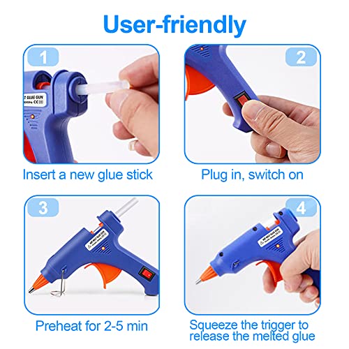 Mini Hot Glue Gun, Hot Glue Gun Kit With 30Pcs Premium Hot Glue Sticks, Hot Melt Glue Gun For Crafts, School Diy Arts, Quick Home Repairs, Sealing, Office, Hand-Made, Kids Toys, Jewelry, 20W, Blue #TOP5