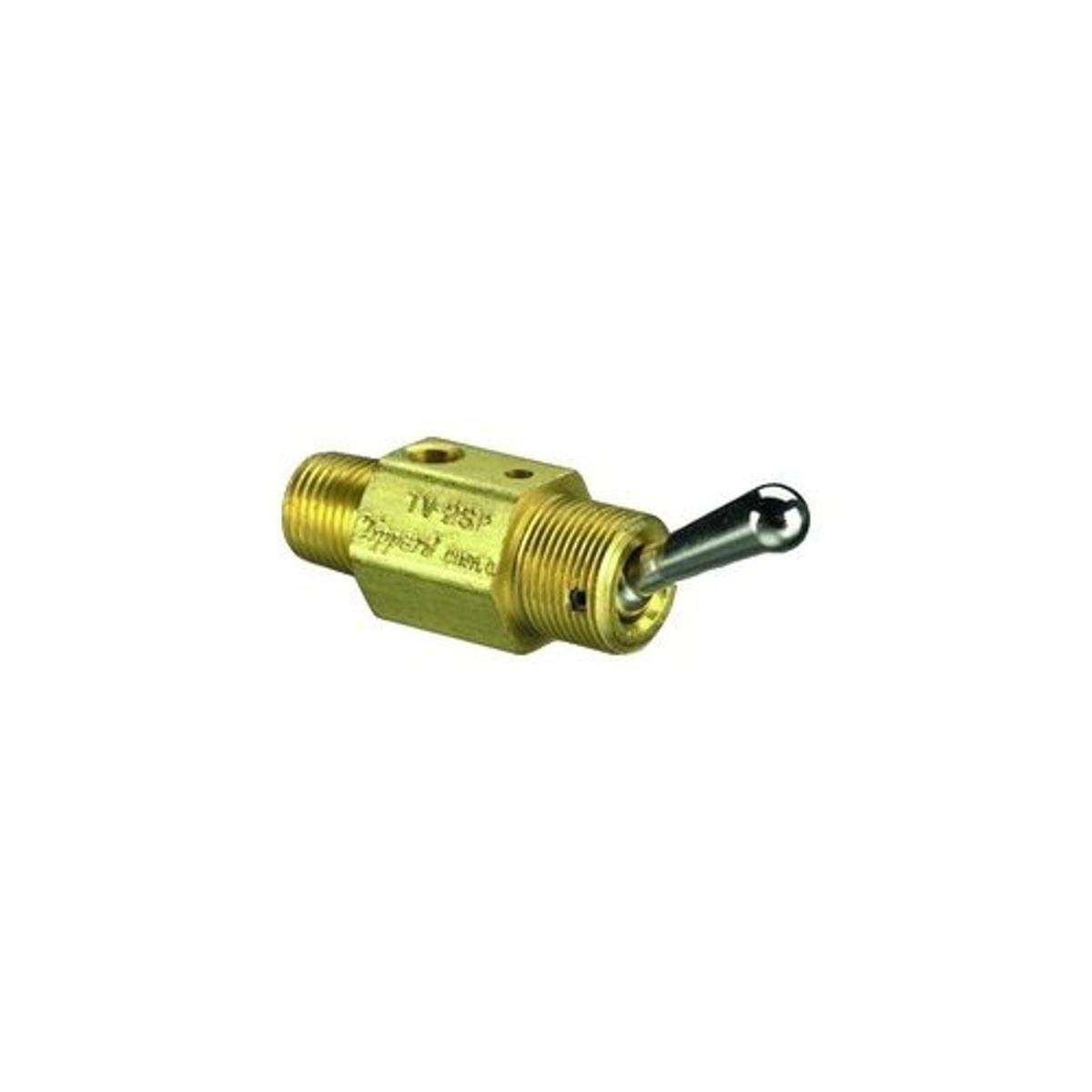 Clippard TV-2SP 2-Way Toggle Valve, Enp Steel Toggle, 1/8" NPT Male, 4.5 SCFM at 50 PSIG, 8 SCFM at 100 PSIG