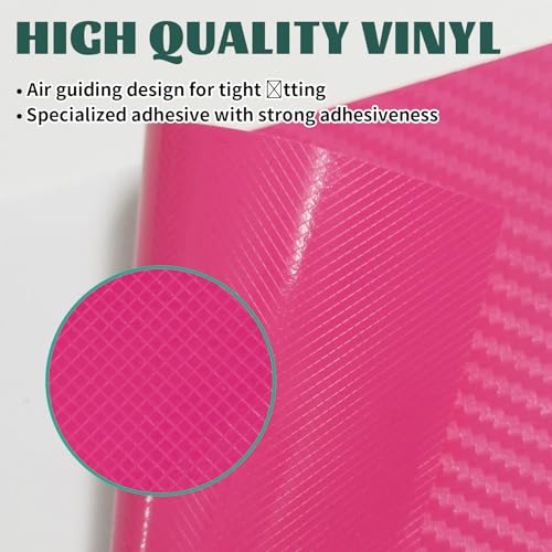 Image of Compatible with Carbon Fiber Bowtie Emblem Wrap Kit GMC Logo Overlay Vinyl Wrap with Squeegee and Cutter (9PCS Pink)