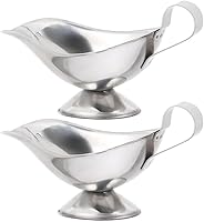 Homoyoyo 2PCS 5oz Stainless Steel Gravy Boats with Handle - Dishwasher Safe Sauce Servers for Gravy, Butter, Syrup, Dressings