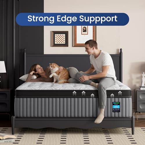 Image of BedStory Medium Firm Queen Mattress 14 Inch, Deep Sleep Hybrid Mattresses 7-Zone Pain Relief - Medium Firm Bed in a Box - Fiberglass Free, CertiPUR-US Certified