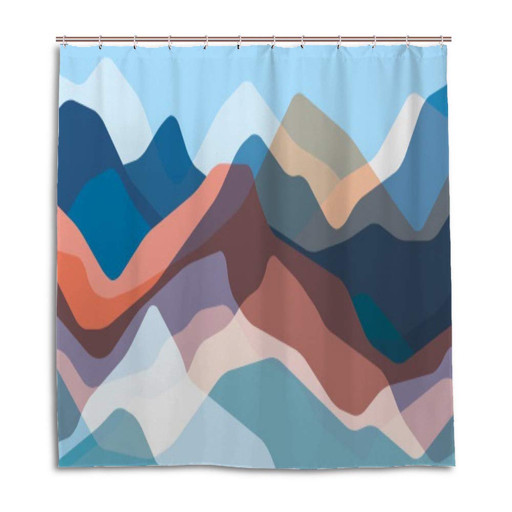 Rideau de douche anti éclaboussures en tissu polyester avec anneaux de fixation